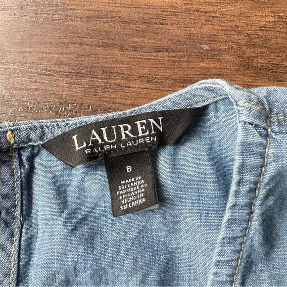 Lauren Ralph Lauren Blue Belted Chambray Wrap Jumpsuit - Picture 10 of 16